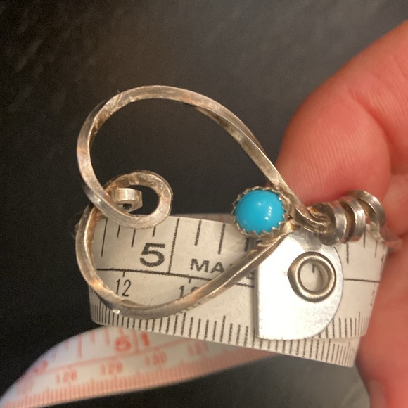 Handmade Sterling Silver Heart Bracelet w/Turquoise Bead Child or Small Adult - Picture 7 of 8